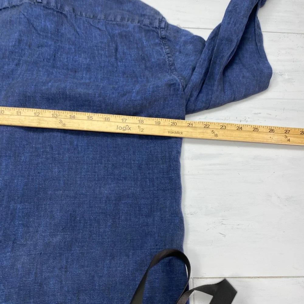 Banana Republic Linen Shirt Mens M Blue Slim Fit Long Sleeve Indigo Denim